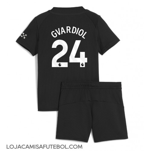 Camisa de Futebol Manchester City Josko Gvardiol #24 Equipamento Secundário Infantil 2025-26 Manga Curta (+ Calças curtas)